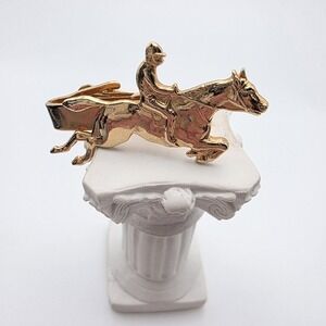 Vtg Tie Clip Bar Clasp Jockey Rider & Horse Gold Tone‎ Patent 2853761 FREE $HIP!